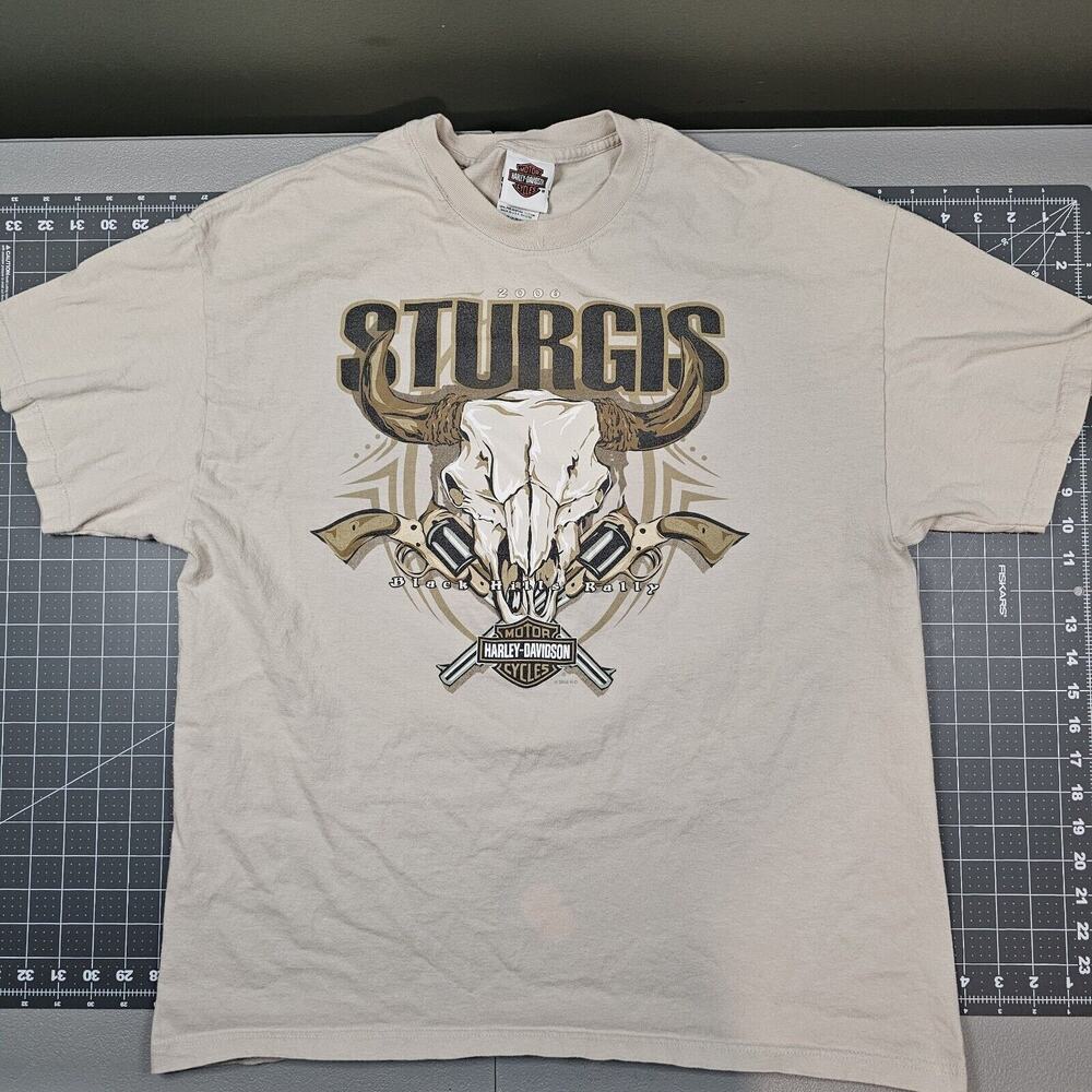 Vintage Harley Davidson Tshirt Large Sturgis Eagle Skull Biker Devils Tower Read